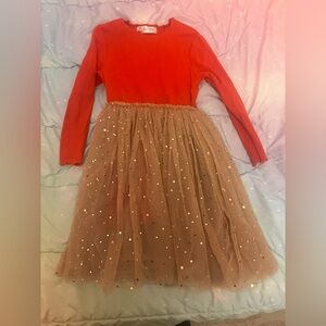 Sparkling Red and Gold Kids Dress